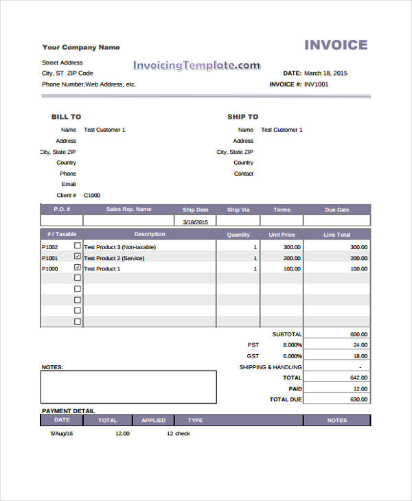 Invoice Template with Credit Card Payment Option