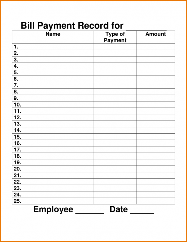 payment log template expin memberpro co bill record form 