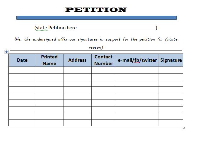 Petition Form Long Template