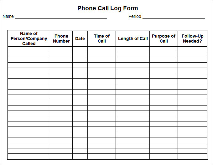 telephone log sheet template   Gecce.tackletarts.co