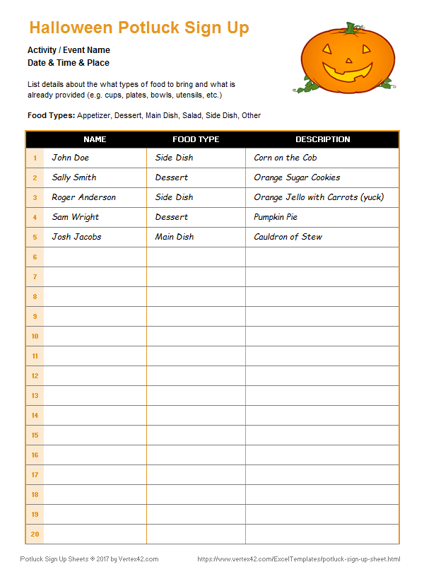 Potluck Sign Up Sheet Template Word Charlotte Clergy Coalition