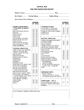Sample Pre Trip Inspection Forms | Florida Transit Safety and 