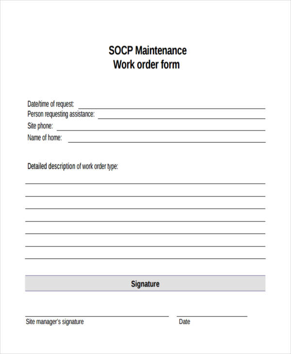 Printable Maintenance Work Order Forms | charlotte clergy coalition