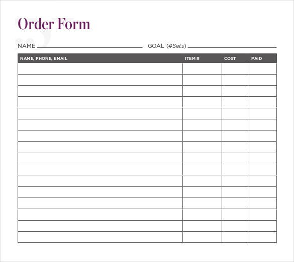 printable order forms templates   Gecce.tackletarts.co