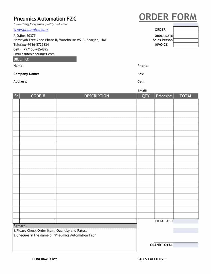 free printable order form template   Kleo.beachfix.co