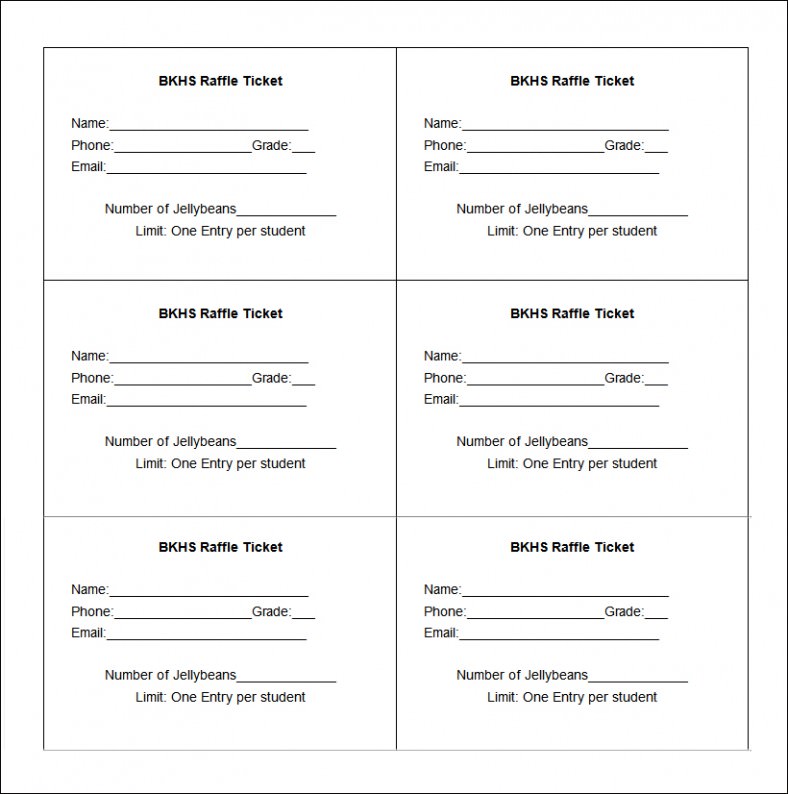 Printable Word Document Raffle Ticket Template Printable Templates