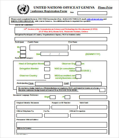 Printable Registration Form Template   Frsc.us