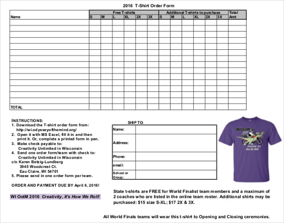 26+ T Shirt Order Form Templates   PDF, DOC | Free & Premium Templates
