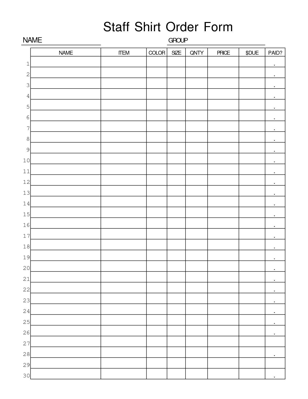 Printable T Shirt Order Form Template Charlotte Clergy Coalition