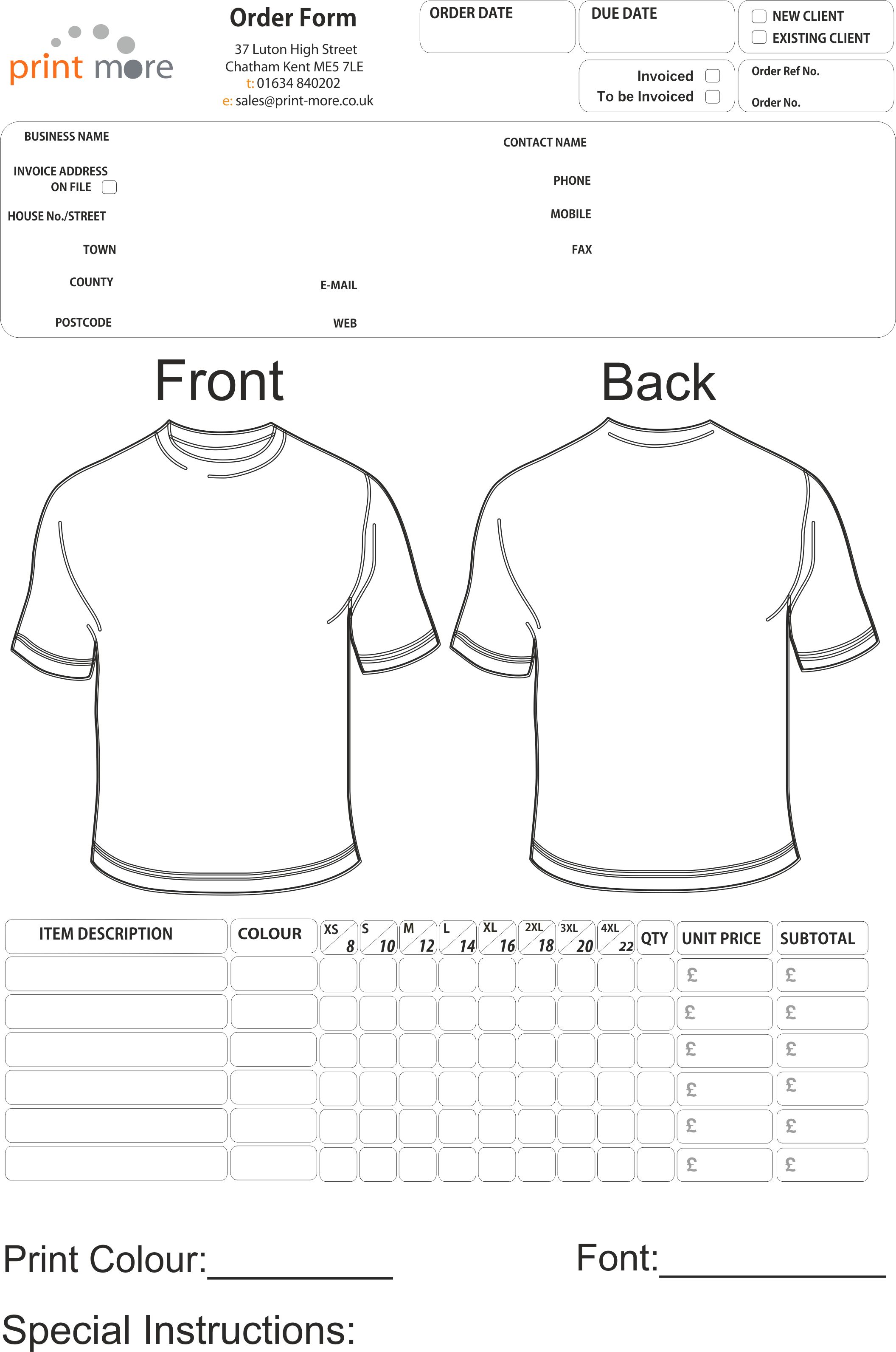 printable t shirt order form template   Boat.jeremyeaton.co