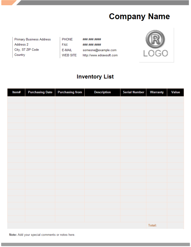 Product Inventory List | Free Product Inventory List Templates