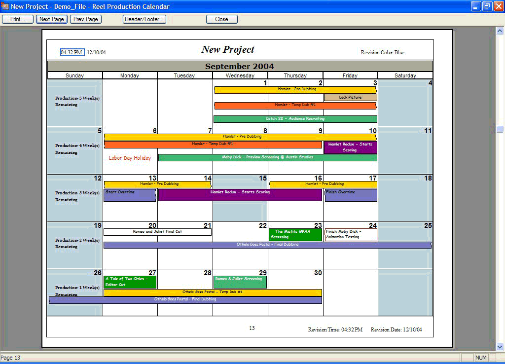 film production calendar template reel production calendar 