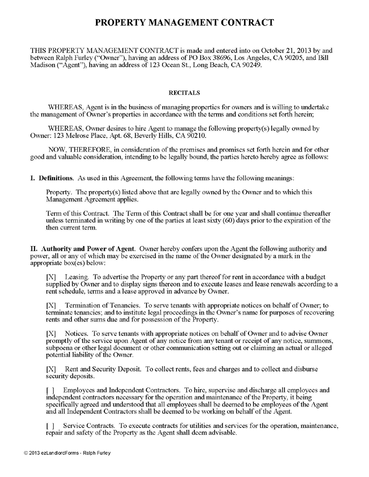 property management agreement template ontario property management 