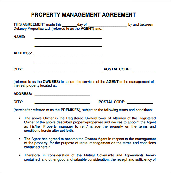 Property Management Agreement Template