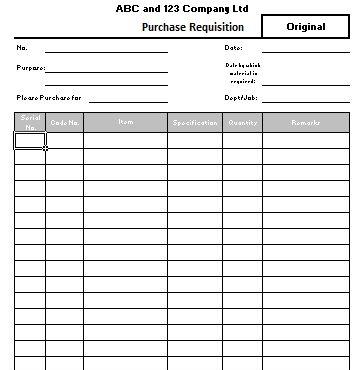 Project Purchase Requisition Template