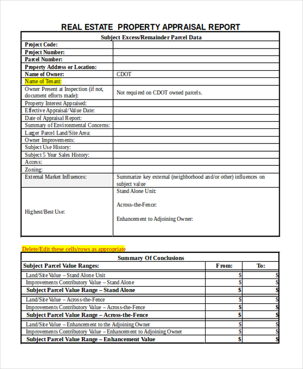 Sample Real Estate Appraisal Form   7+ Free Documents in Doc, PDF