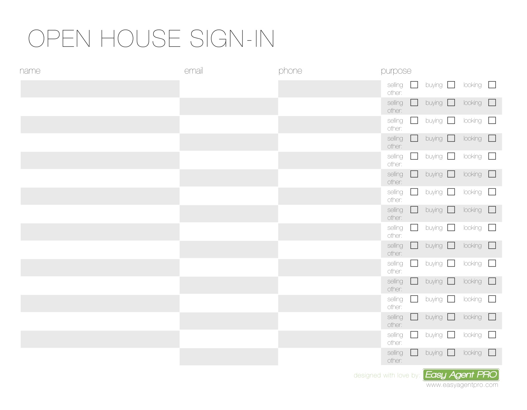 30 Open House Sign in Sheet [PDF, Word, Excel] for Real Estate Agent