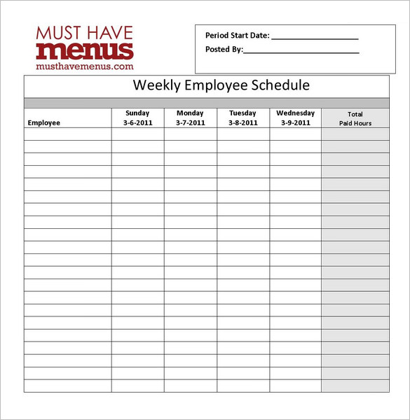 restaurant schedule template   Boat.jeremyeaton.co