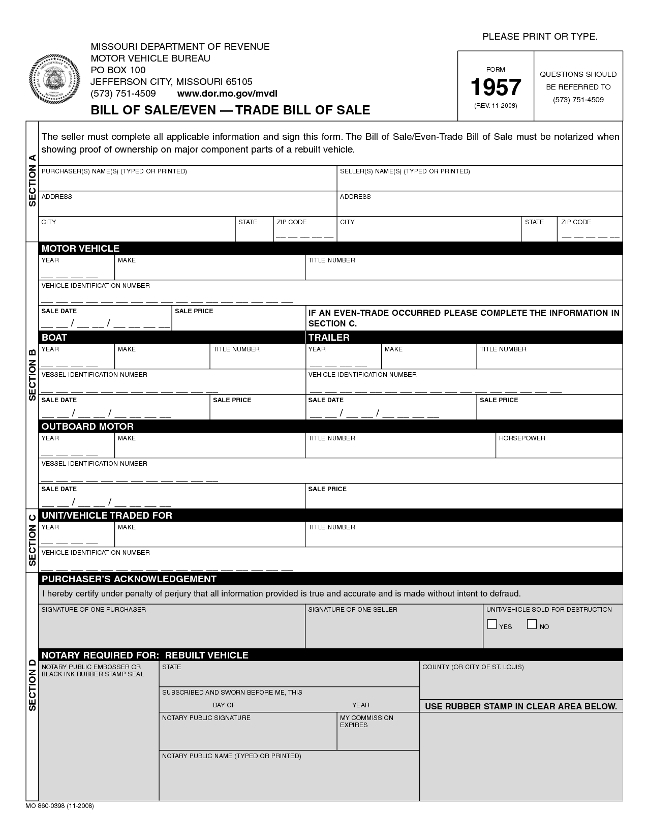 Free Idaho Vehicle Bill Of Sale Form Download Pdf | Word Template 