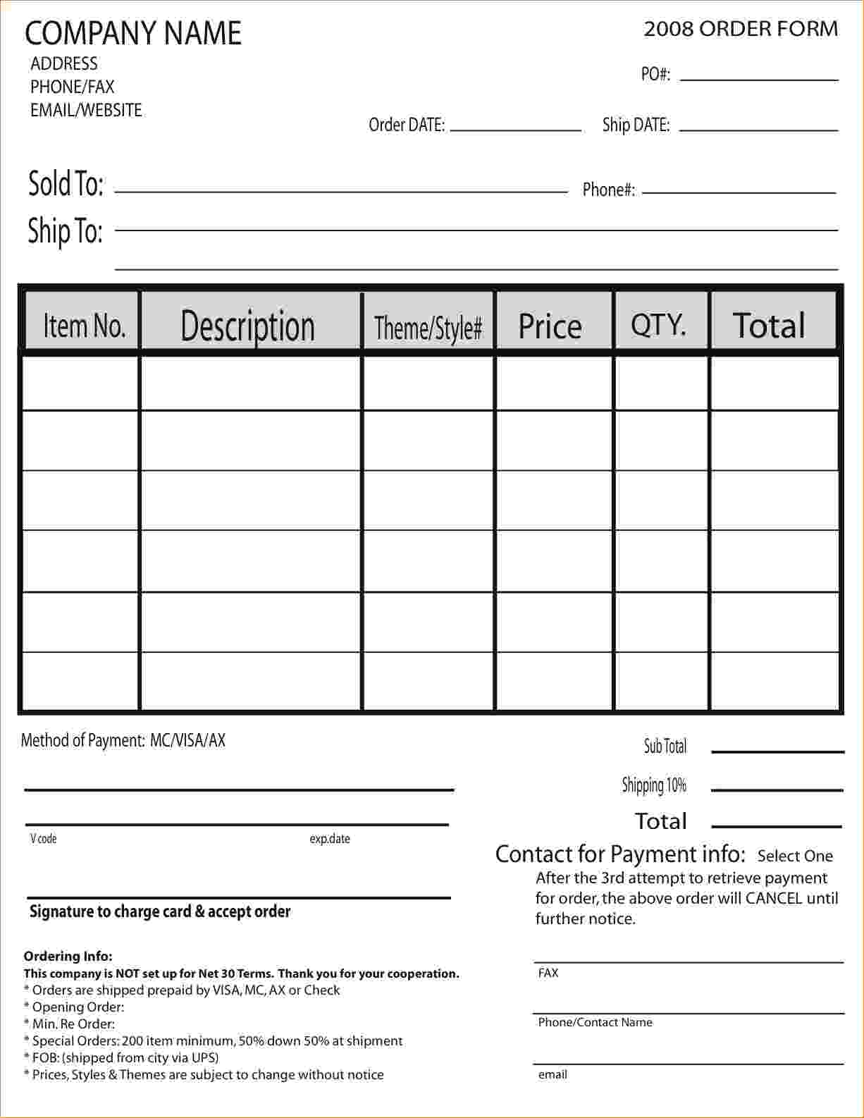 Sample Order Form Charlotte Clergy Coalition