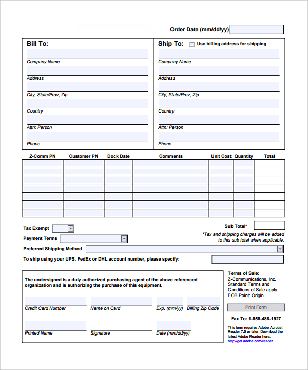 sample order form templates   Tier.brianhenry.co