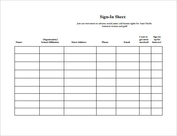 sample sign in sheet template   April.onthemarch.co