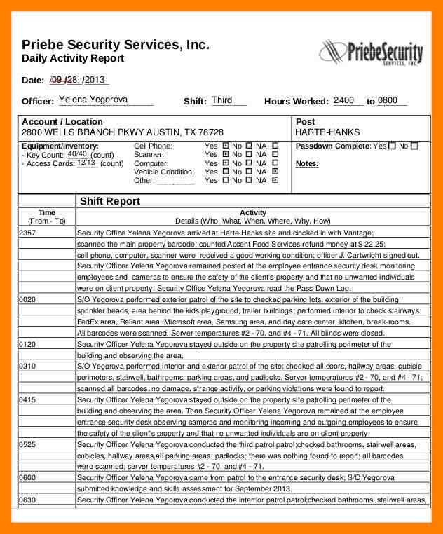 security daily activity report template   Boat.jeremyeaton.co