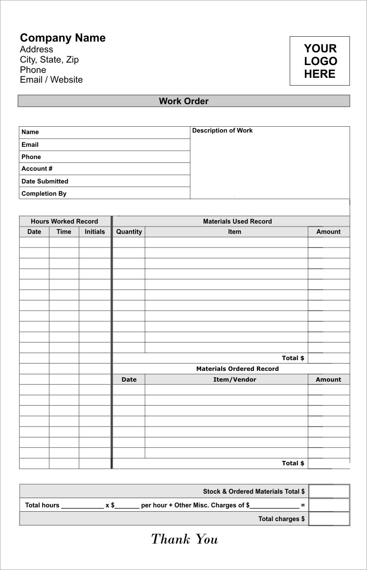 Service Work Orders Template | charlotte clergy coalition