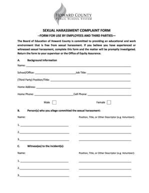 Sexual Harassment Complaint Template