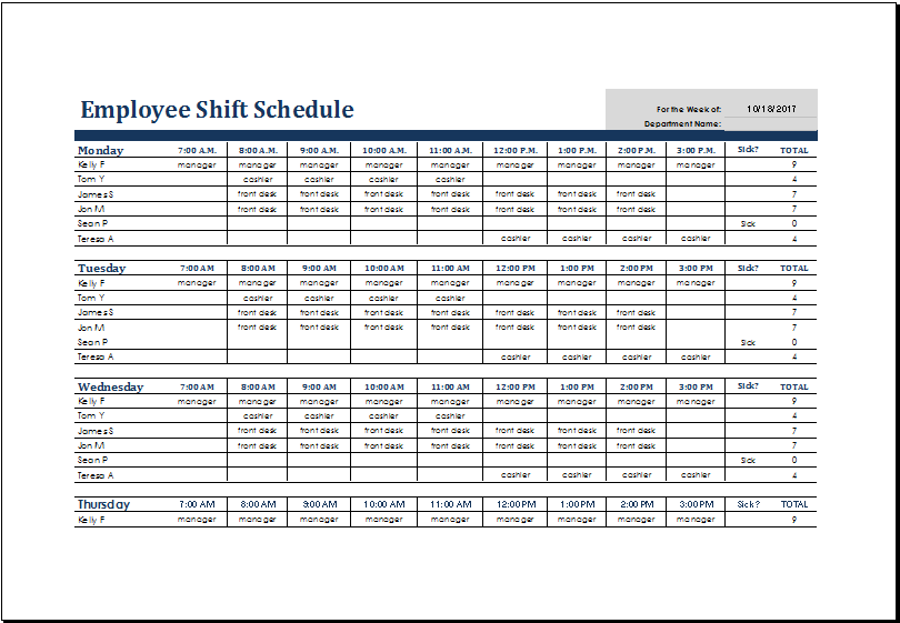 employee shift schedule   Gecce.tackletarts.co