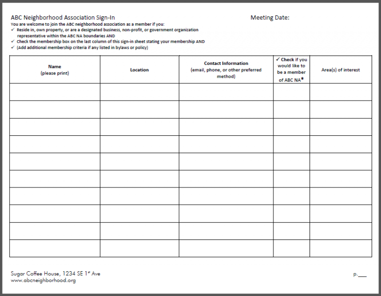 Sign In Sheet charlotte clergy coalition