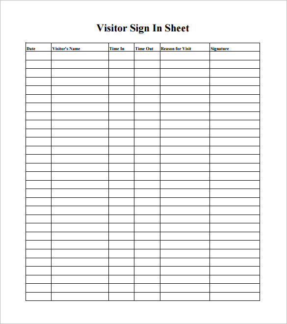 Free Sign in / Sign up Sheet Templates   Word | PDF | eForms 