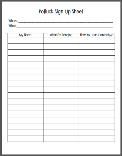 Free Printable Sign Up Sheets | Sign up sheets | Pinterest | Free 