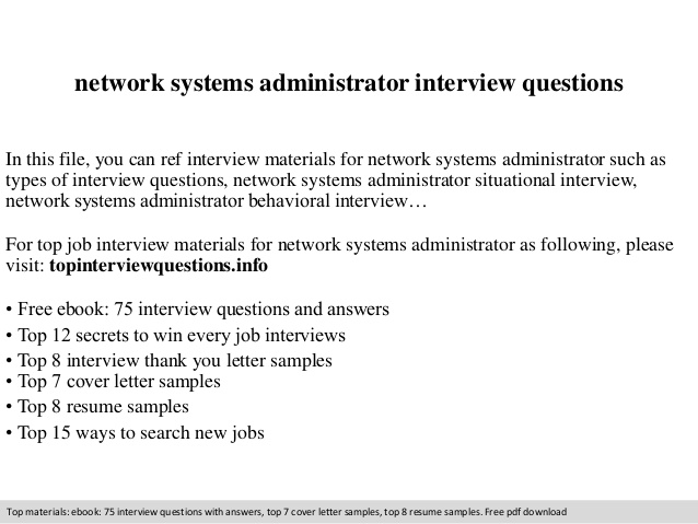 Network systems administrator interview questions