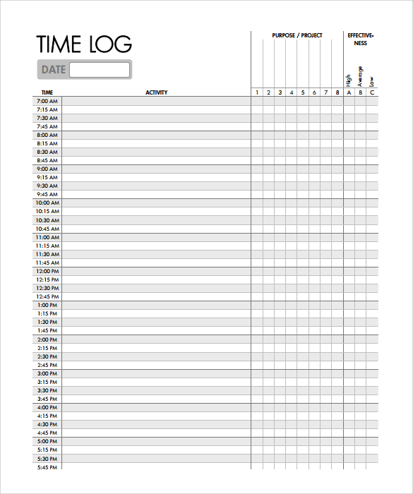 11+ Time Log Templates – PDF, Word | Sample Templates