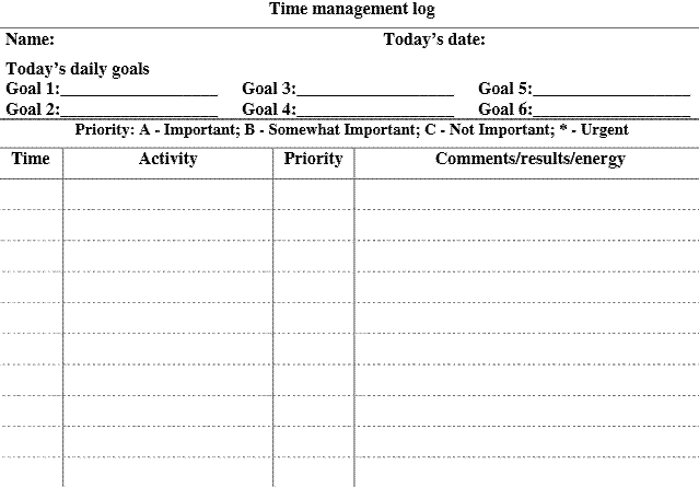 time management log template   Boat.jeremyeaton.co