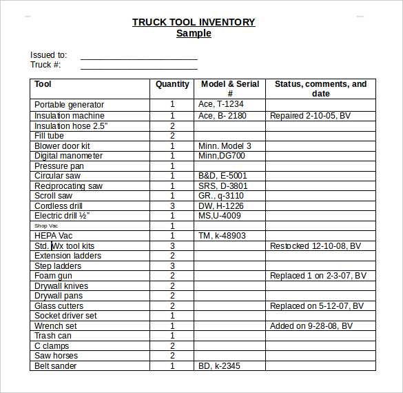 16+ Tool Inventory Templates – Free Sample, Example, Format 