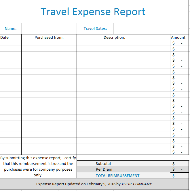 Download Travel Expense Report Template | Excel | PDF | RTF | Word 