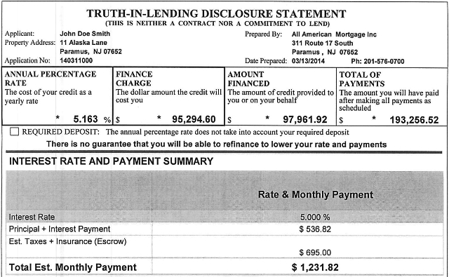 Federal Truth In Lending Disclosure Statement   Best Template 
