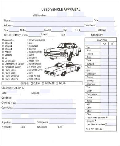 Car Appraisal Form Samples   8+ Free Documents in Word, PDF