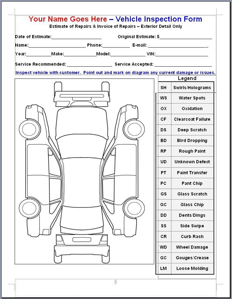 6 Free Vehicle Inspection Forms   Modern Looking Checklists for 