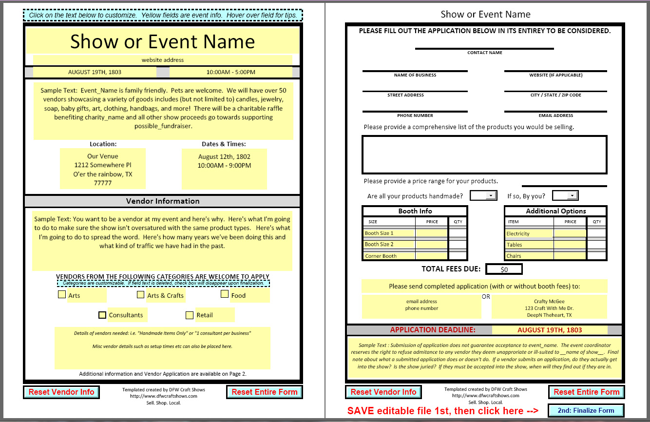 Vendor Application Form Template Charlotte Clergy Coalition