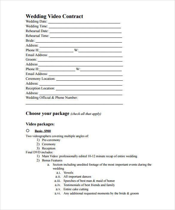 Sample videography contract template | photography | Pinterest 