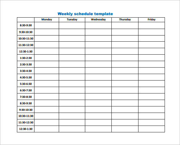 blank weekly work schedule   Gecce.tackletarts.co