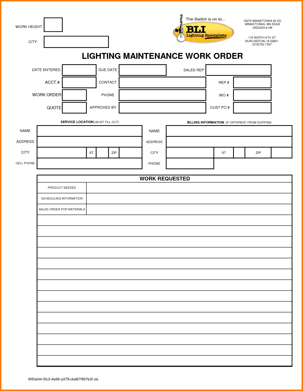 Work Order Template Word | charlotte clergy coalition
