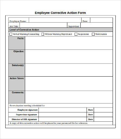 Employee Corrective Action Printable Form   Fill Online, Printable 