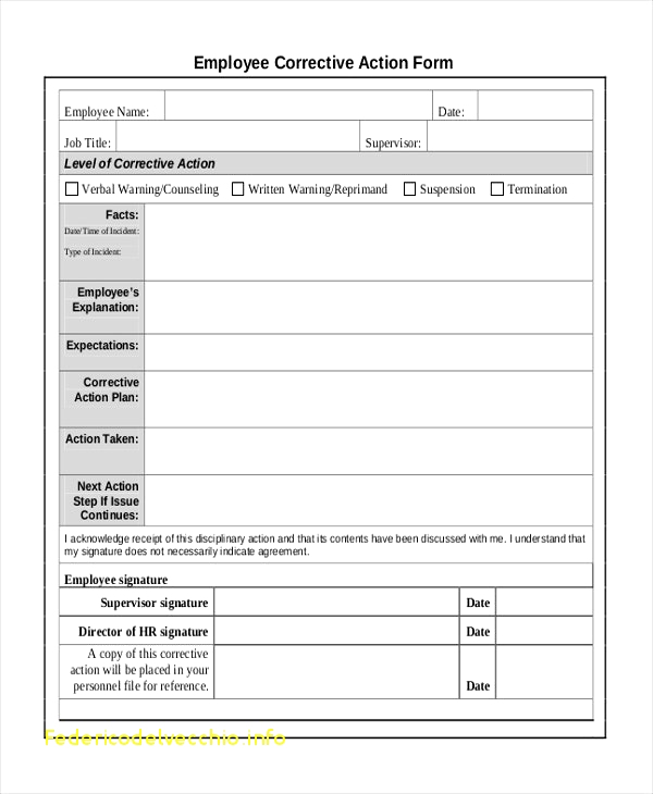 Employee Corrective Action Form   2 Free Templates in PDF, Word 