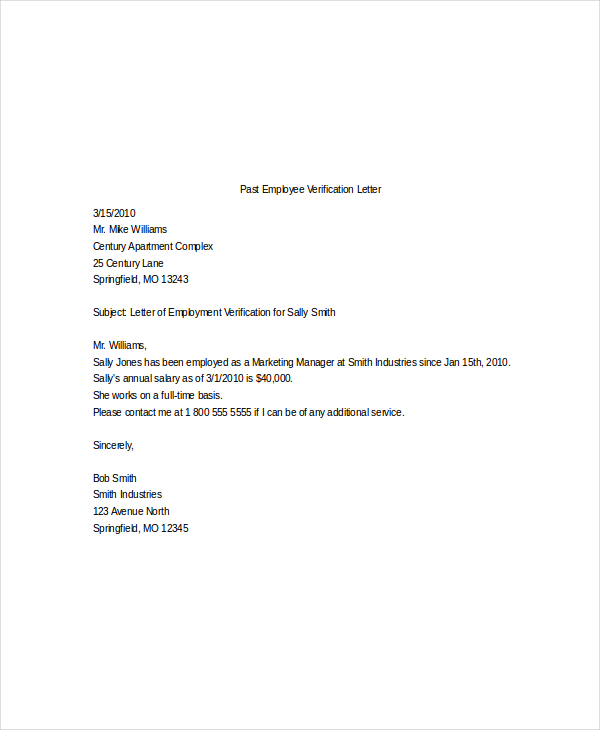 sample verification of employment letter   East.keywesthideaways.co