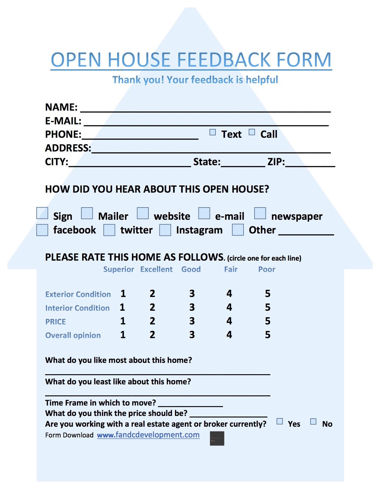 7+ Sample Real Estate Feedback Forms   Free Sample, Example 