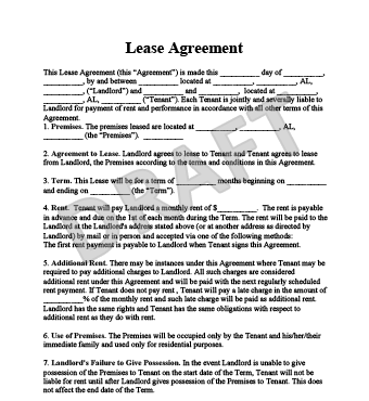 Lease Agreement   Create a Free Rental Agreement Form
